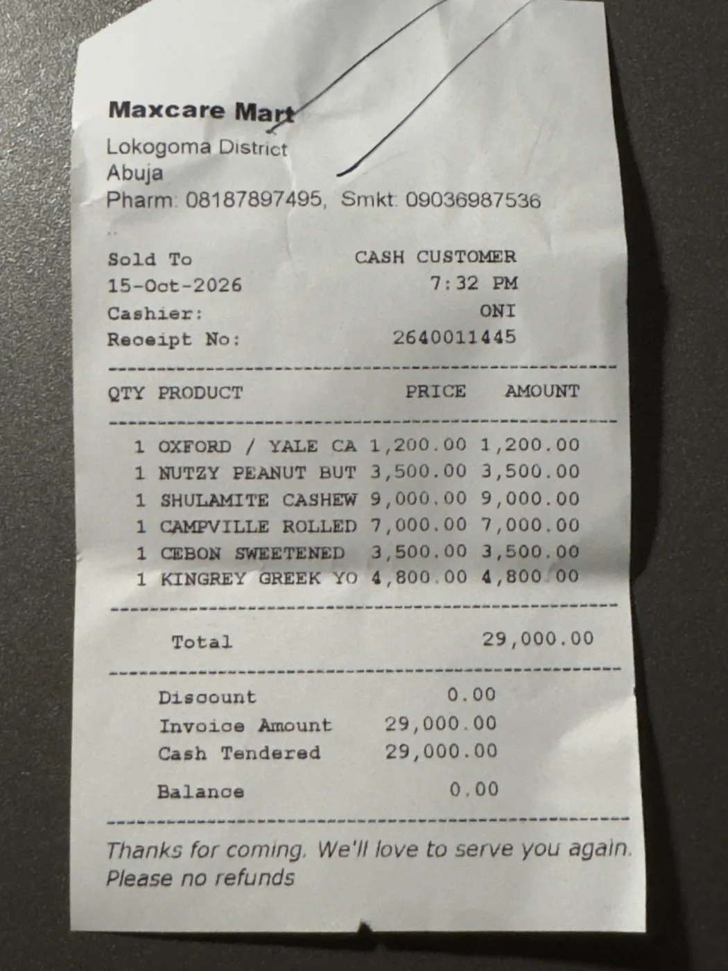 The receipt photo that goes in at step 1